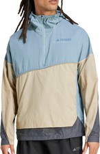 Adidas Terrex Xploric Wind Hombres Chaqueta Anorak Azul Con Capucha Exterior Caminar Abrigo