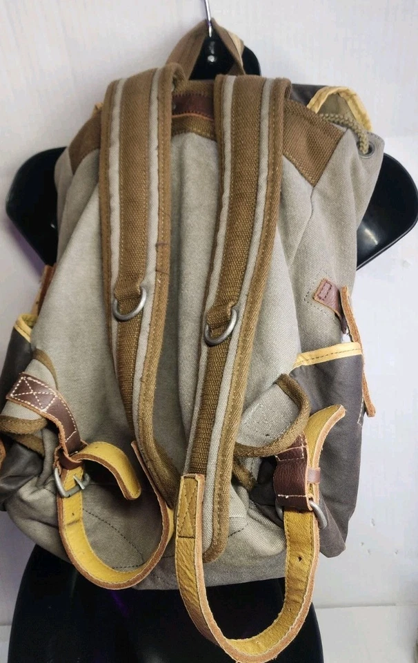 Mochila de lona de senderismo marca TSD California correas de cuero resistente muy bonita Foto 4 de 4