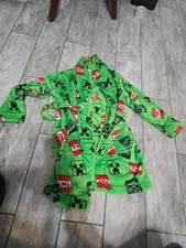 MINECRAFT TNT   SIZE 6-7 Boys GREEN / FLEECE / BATHROBE