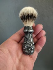 Antique/Vintage Pewter Shave Brush New 16mm HMW SHD Silver Tip Badger Knot