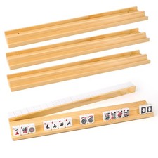 19-Inch Wooden Mahjong Tile Racks, Set of 4 with Pushers Magnetic Attachments
