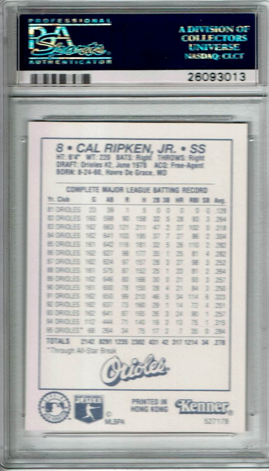 1996 STARTING LINEUP SLU CAL RIPKEN JR PSA 10 GEM MINT LASTING LEADER POP 4 RARE view 2
