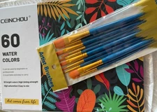 60 watercolors +10 brushes NEW Shipping Included