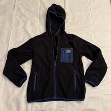 Reebok International Sportswear Fleece Hoodie Jacket Black/Blue Size M 10/12 