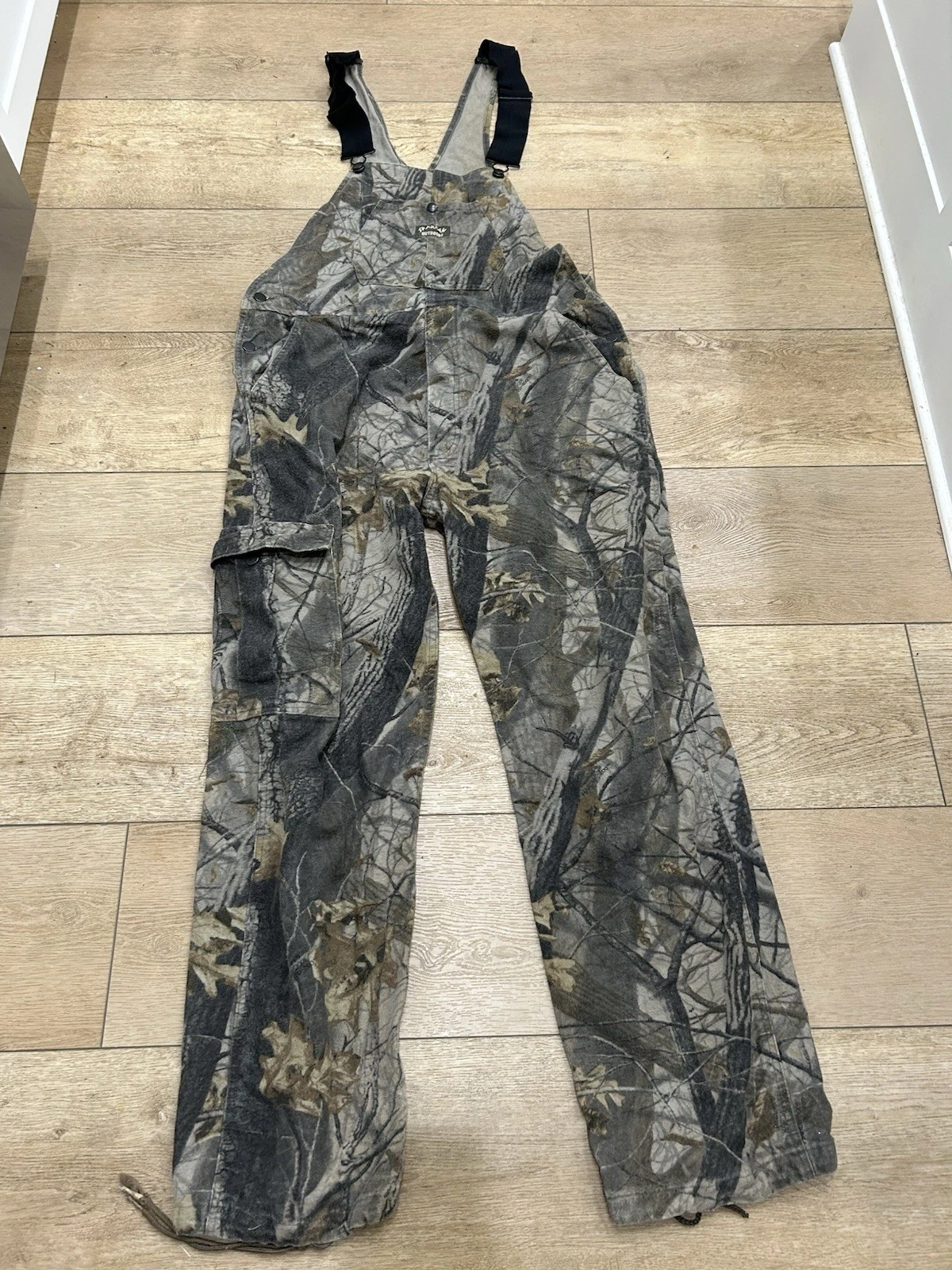 Vintage Spartan Bib Overalls Mens Large Advantage Hardwoods Hunting Camo Outdoor
