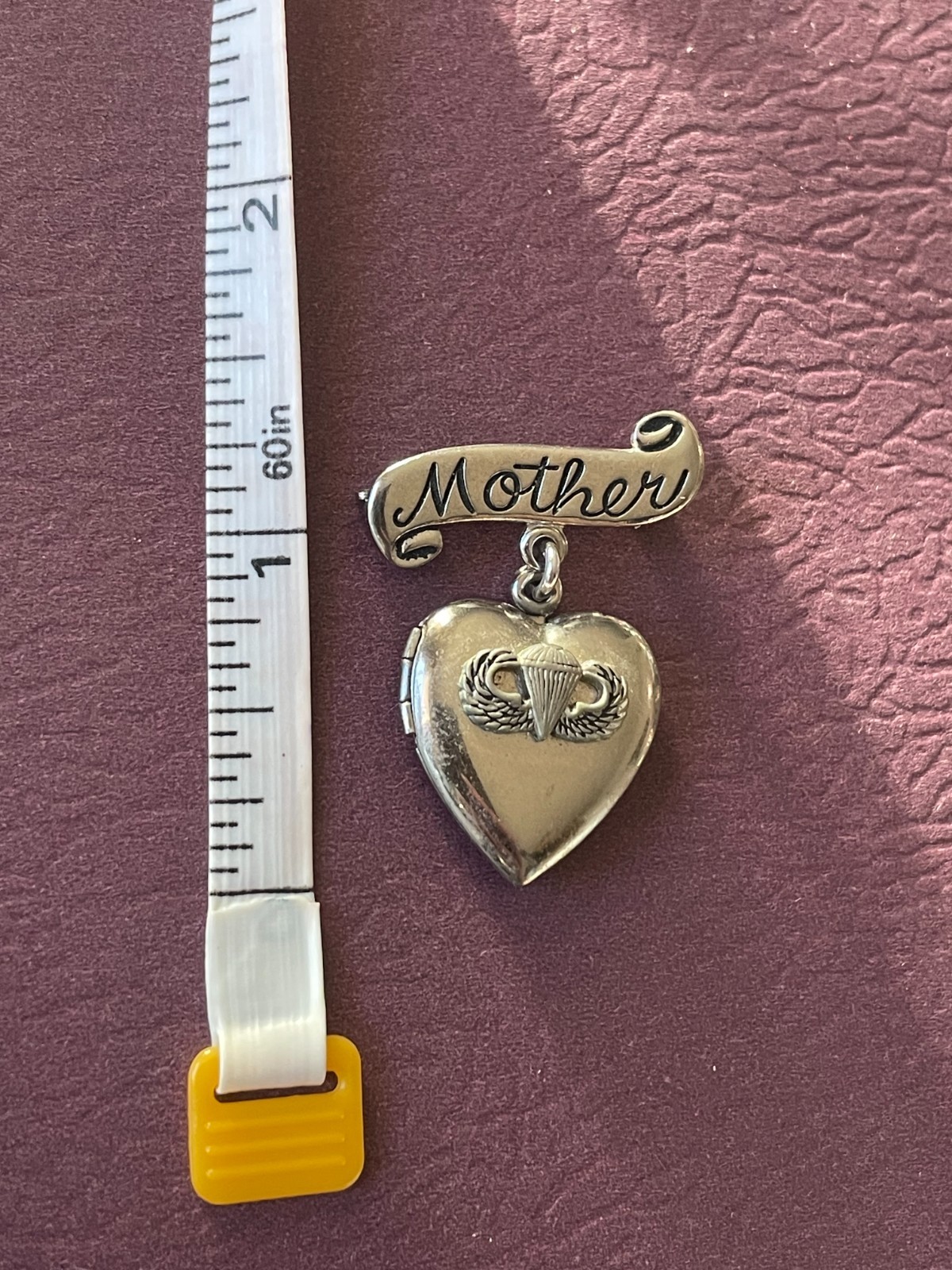 Vtg Military Sweetheart Heart Mother Locket Pendant Brooch Silver Tone ...