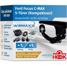 Anhängerkupplung Hook für Ford DM2 Focus C-MAX 03-10 abnehmbar E-Satz 13pol ABE