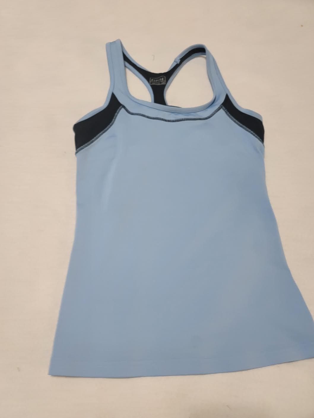 Aspire Racerback Tank Top Women’s Medium Blue Black Trim Lightweight Athletic