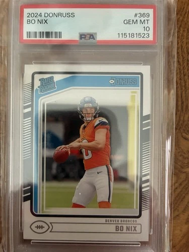 2024 Panini Donruss Rated Rookie #369 Bo Nix Denver Broncos PSA 10