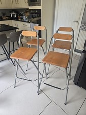 4 Wood Effect Bar Stools (Foldaway For Easy Storage)