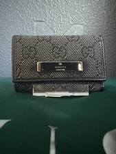 Gucci Black Canvas GG Leather Trifold Key Holder