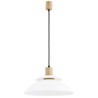 Pendelleuchte Glas Holz Natur Wohnzimmer Modern E27 Ø44 Cm HäNgelampe Esstisch