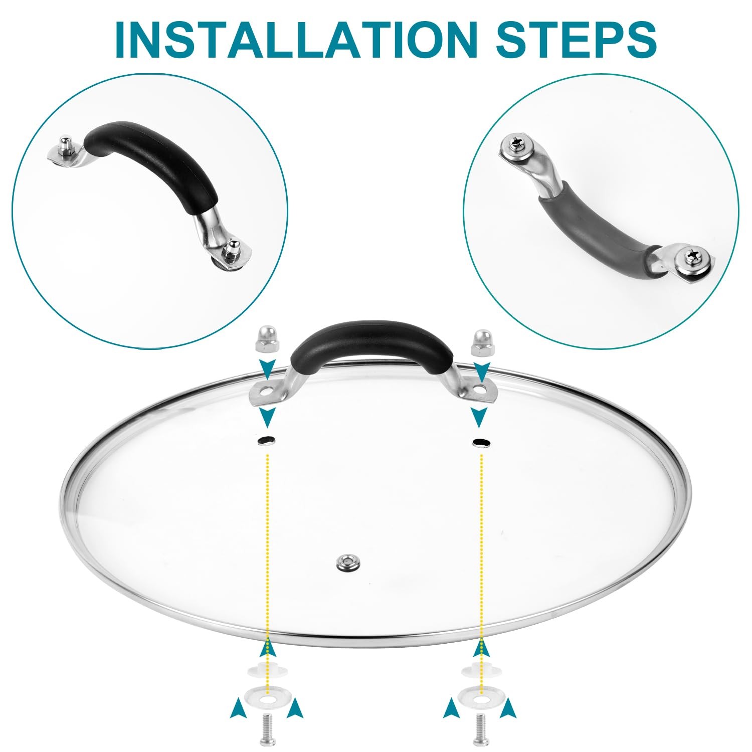 8 Inch Pan Lid-Glass Lid with Stainless Steel Handle for Frying and Pots ( )