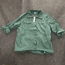 CHICO'S Zenergy Ripstop Cargo Jacket Women's Size XL Darkest Spruce