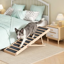 55" Wooden Foldable Dog Ramp Portable Pet Ramp for Bed/Couch/Car w/Non-Slip Mat