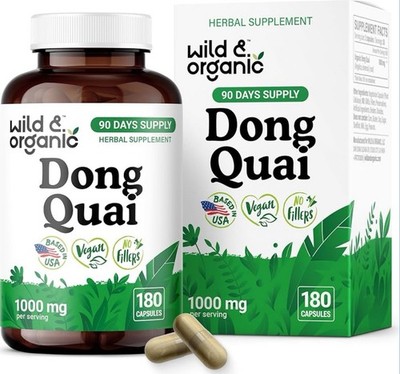 Wild & Organic Dong Quai Capsules 1000 mg - Menopause Supplements for Women