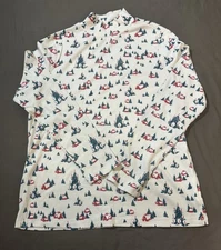 White Stag Christmas Turtleneck Womens XL Tree Cabin Woods Holiday L/S Cotton