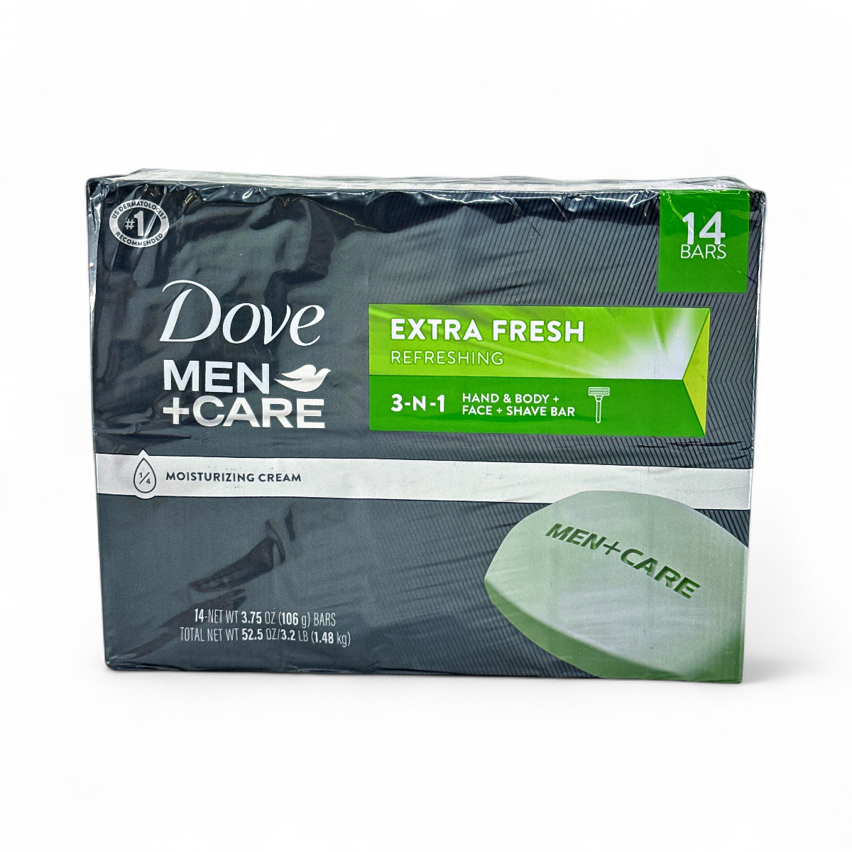 Dove Men + Care  Body and Face Bar Soap, Extra Fresh Scent 3.75 oz - 14 Count