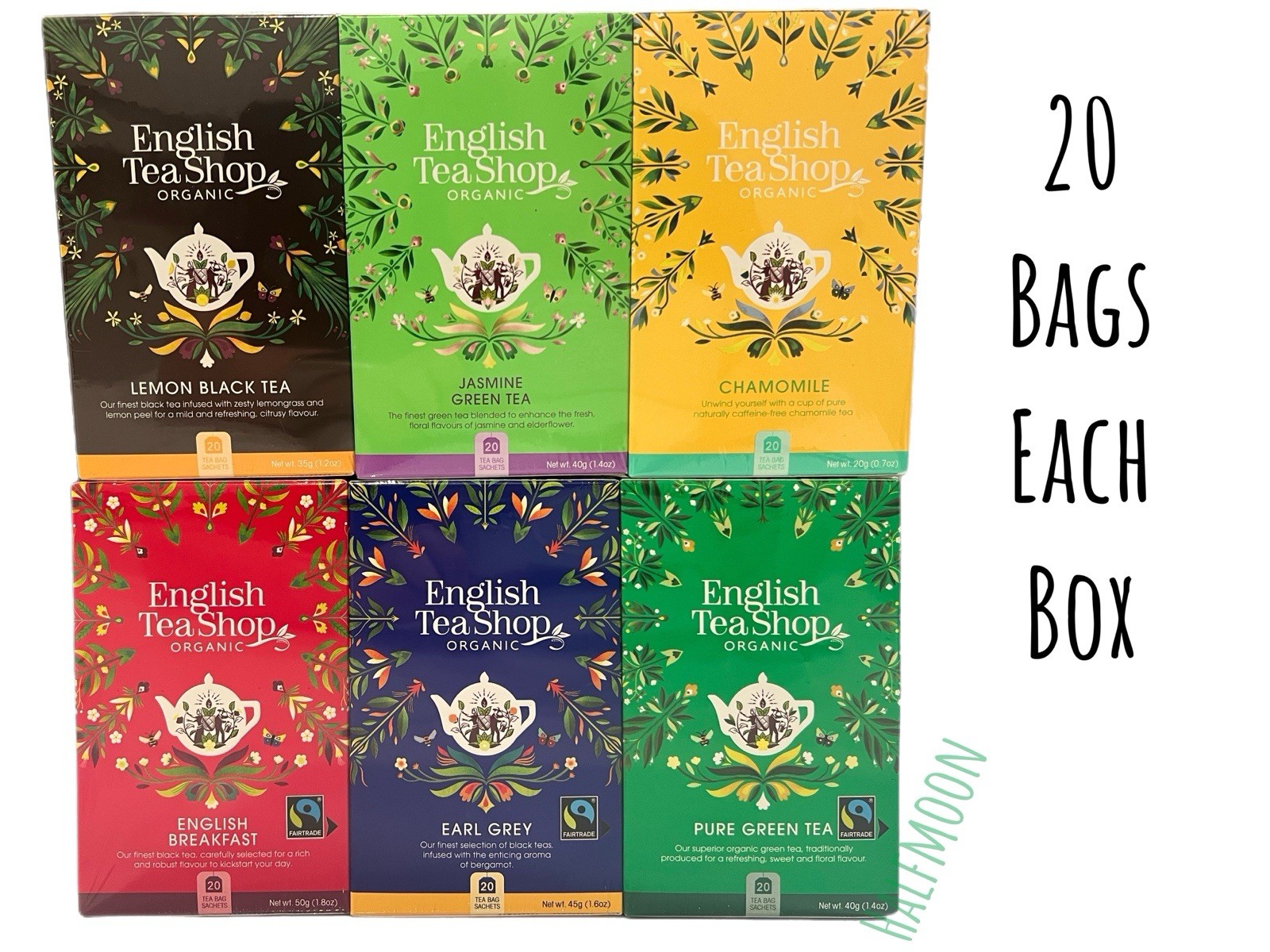 Shop Organic Assorted Tea Bundle Lemon Jasmine Chamomile Ear