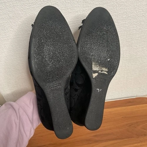 Coach Irene Negro Jacquard Logo Firma Punta Cerrada Tacones de Cuña Mujer Talla 9.5M Foto 3 de 4