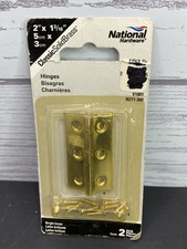 SOLID BRASS Hinges 2" x 1-3/16"with 2 hinges-screws NEW National Hardware