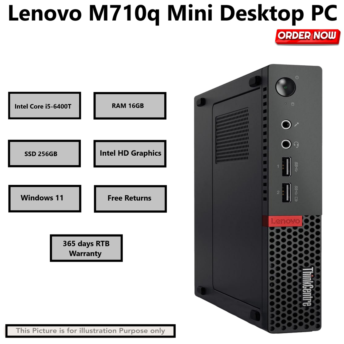 ミニPC (2) LenovoM710q i5-6400T 8GB SSD240GB Lenovo ThinkCentre M710q Mini Core i5-6400T 16GB RAM 256GB SSD PSU