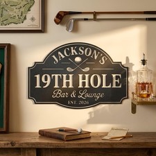 Personalized Golf Bar Sign, Custom 19th Hole Metal Wall Decor, Home Bar Lounge