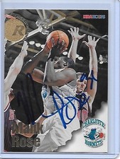 MALIK ROSE Basketball Card IP auto NBA Charlotte Hornets rookie 1996-97 Hoops. rookie card picture