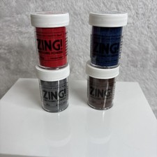 Zing Embossing Powder Lot Of 4 Metallic Blue, Copper, Silver, And OpaqueRouge,