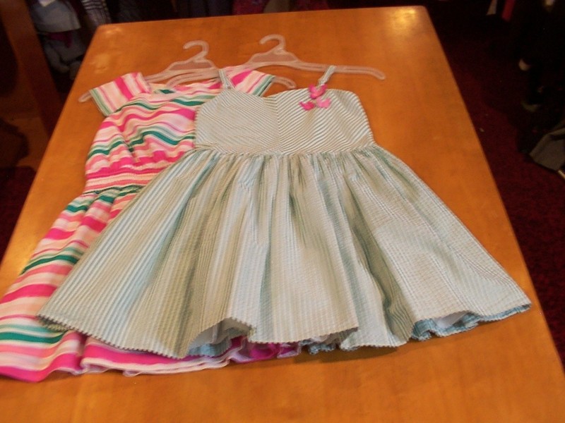 Lot of 2 Gymboree Size 8 Island Hopper Dresses: Seersucker & Cap Sleeve Striped