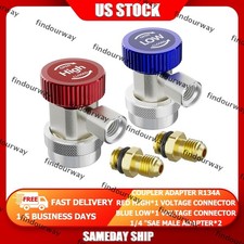 2pcs R134a Hvac Manifold Gauge Kit Quick Coupler Adapter Auto Lowhigh Free Ship