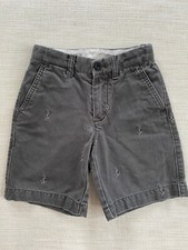J. Crew Crewcuts Boys Anchor Nautical Adjustable Waist Shorts Grey Sz 5