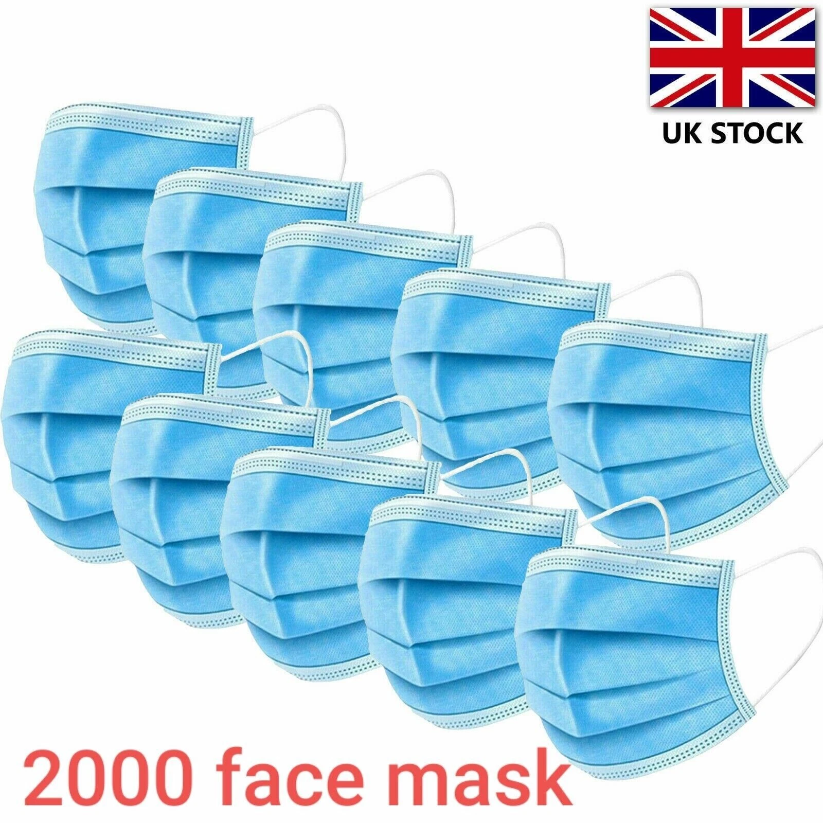 PACK OF 2000 3 Ply Disposable Protective Face Masks Surgical Medical Nose Clip
Opens in a new window