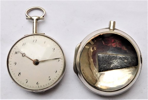 NO RESERVE c1830 Sterling Silver Pair Case Fusee Pocket Watch Vintage Antique