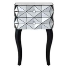 Modern 3D Glass Bedside Table with 2 Drawers – Silver Mirrored Unit