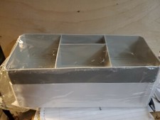 Cosmetic Storage Box Multifunctional 2 Piece Compartment Gray White 10" x 4.5"