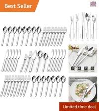 Elegant 60-Piece Stainless Steel Flatware Set for 12, Dishwasher Safe & Modern