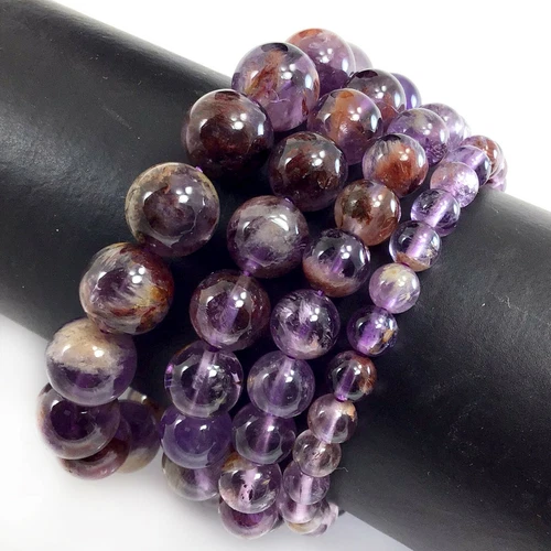Handmade Gemstone Natural Super Seven Crystal Beaded Bracelet 7.5" 4 6 8 10 12mm - Picture 7 of 29