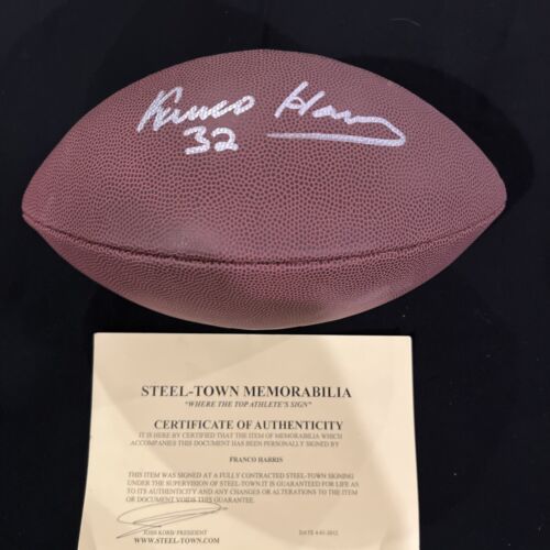 Franco Harris Autographed Football W/COA.  Pittsburg Steelers In Silver Paint - Picture 1 of 3