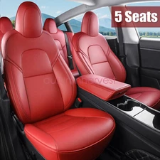 For 2017-2023 Tesla Model 3 Leather Full Set Seat Cover Front & Rear Cushion Red