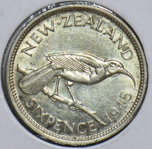 New Zealand 1945 6 Pence Huia bird 298671 combine shipping - Picture 1 of 2
