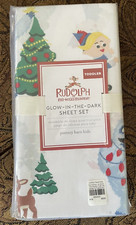 Pottery Barn Kids Rudolph Holiday Glow in the Dark Sheet Set TODDLER 3 PCS NWT