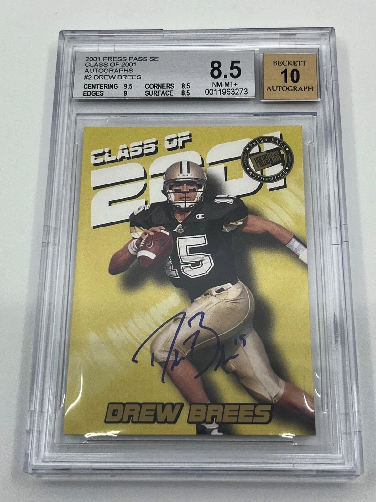 Drew Brees Press Pass Se Class of 2001 Autograph # Base