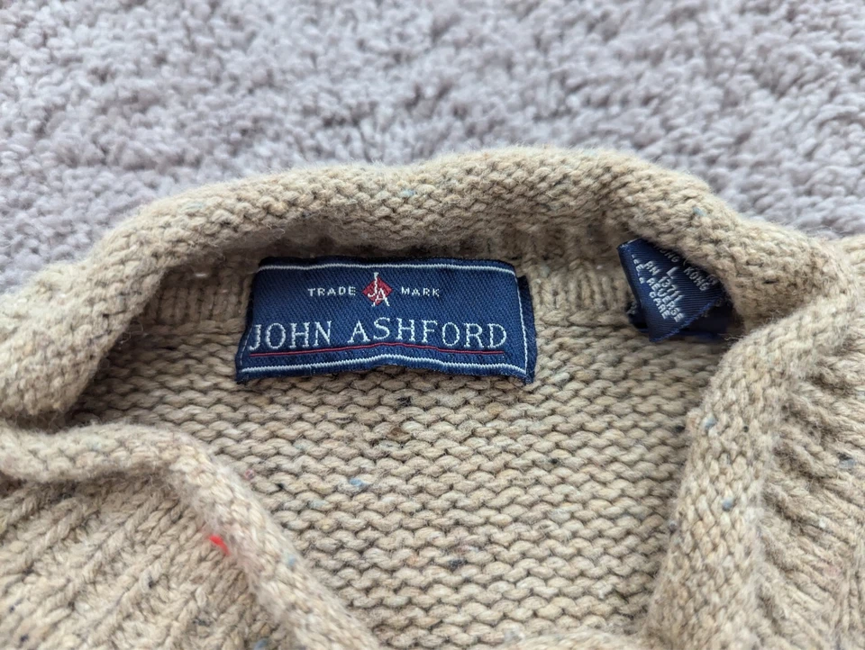 Vintage John Ashford Sweater Mens Large Knit Colorblock 15% Wool - Imagem 4 de 4