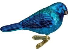 Indigo Bunting Clip-On Blown Glass Christmas Ornament by Old World Christmas