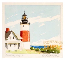 Doris Riker Beer (1930s) Sankaty Light Nantucket * Art Print * Lighthouse by sea