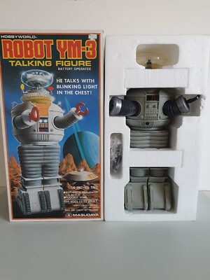 Masudaya YM-3 Japan Talk sprechender Roboter Figur Space Jupiter 1986 OVP 39 cm