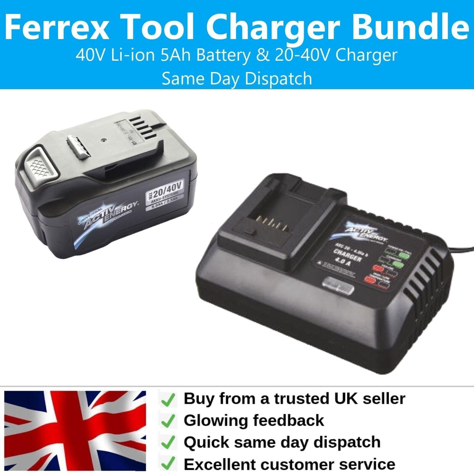 Activ Energy 20V/40V Li-ion Charger and 40V 5Ah battery