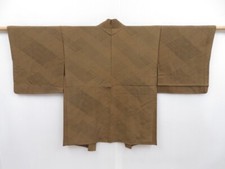 4720T08z530 Vintage Japanese Kimono Silk HAORI Dark olive