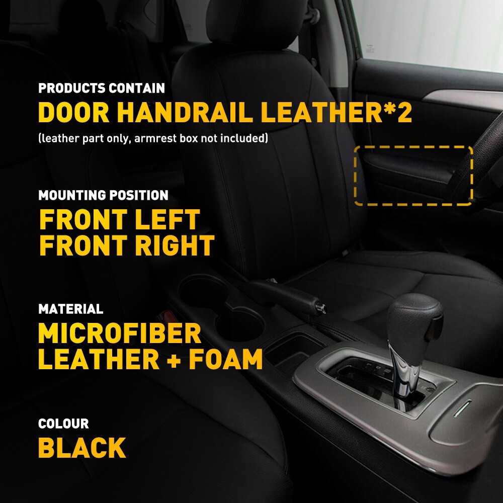 Microfiber Leather Armrest Door Panel Cover Black For Nissan 2013-2019 Sentra